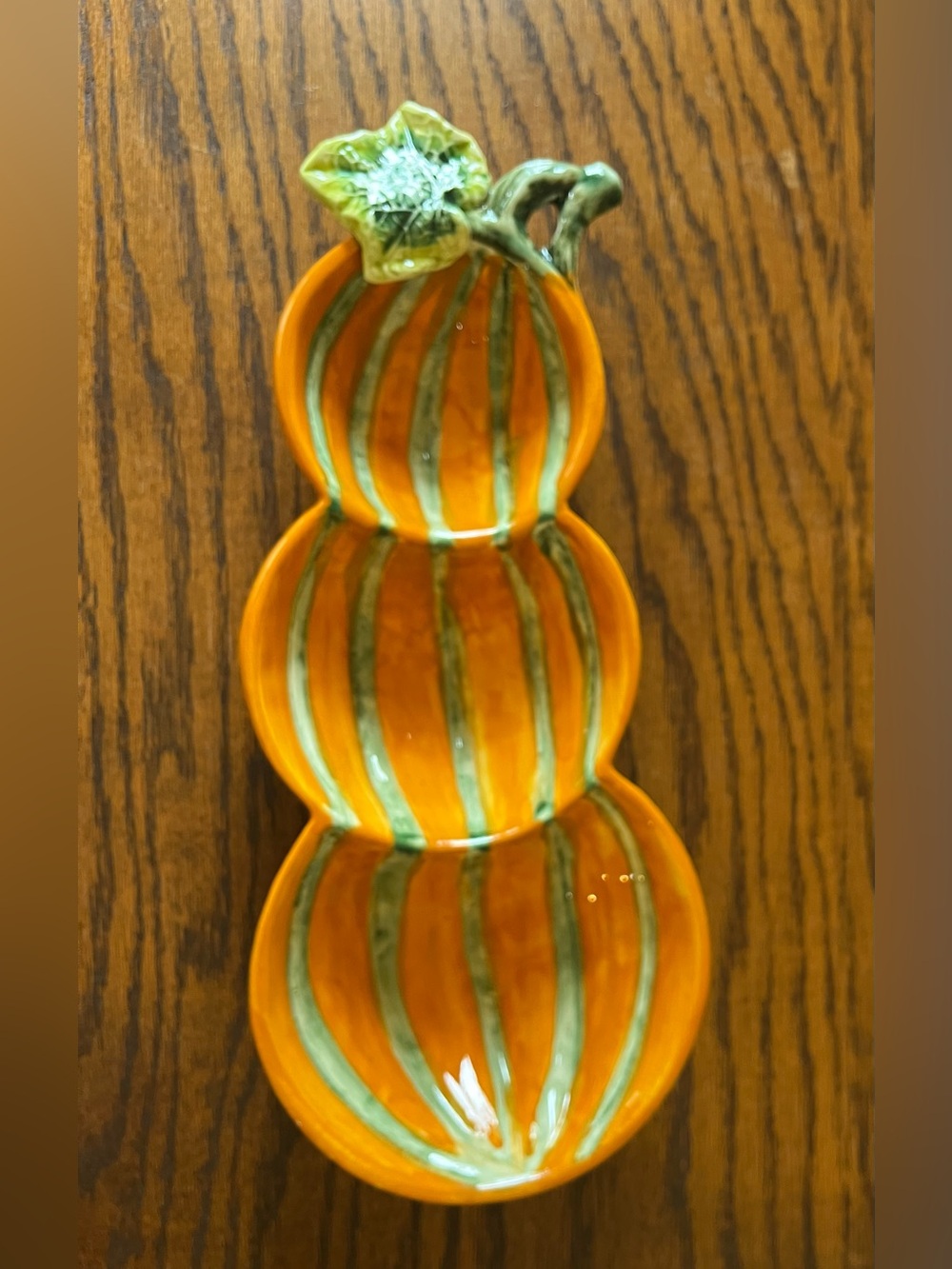 Rare Pacific Rim Handpainted 12” Fall Serving Dish; Squash, Gourd